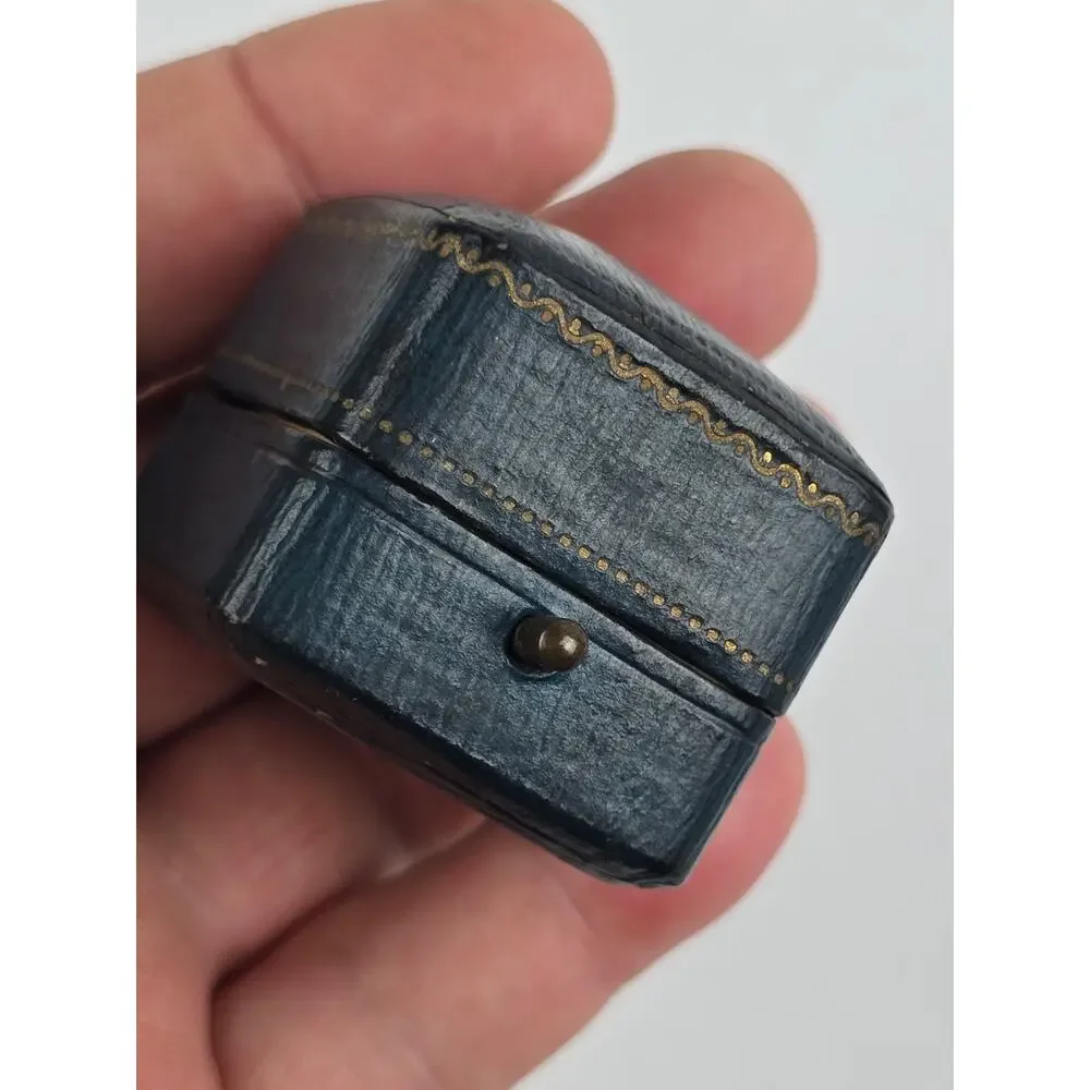Antique Empty Blue Presentation Ring Box Push Button Made Germany Styles & sons
